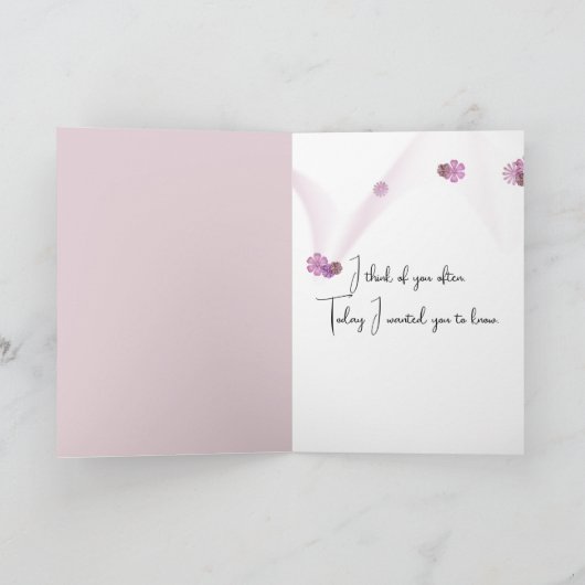 Teddybeer met roze strik kaart (Binnen)