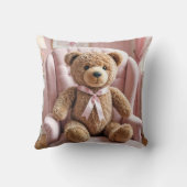 Teddybeer met roze strik kussen (Achterkant)