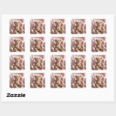Teddybeer met roze strik vierkante sticker (Vel)