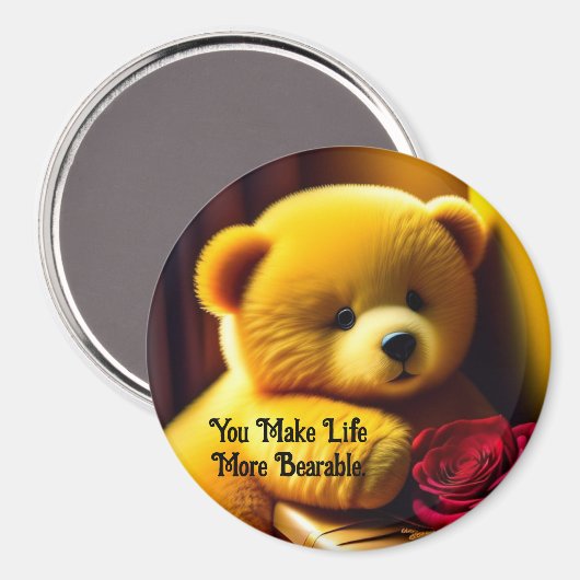 Teddybeer met Rozen magneet (Voorkant / Achterkant)