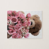 teddybeer met rozen puzzel legpuzzel (Horizontaal)