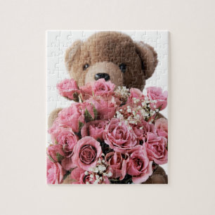 teddybeer met rozen puzzel legpuzzel