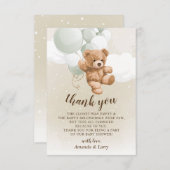 Teddybeer met salie ballonnen bedankje bedankkaart (Voorkant / Achterkant)