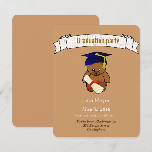 teddybeer met schaalverdeling kaart (Voorkant / Achterkant)