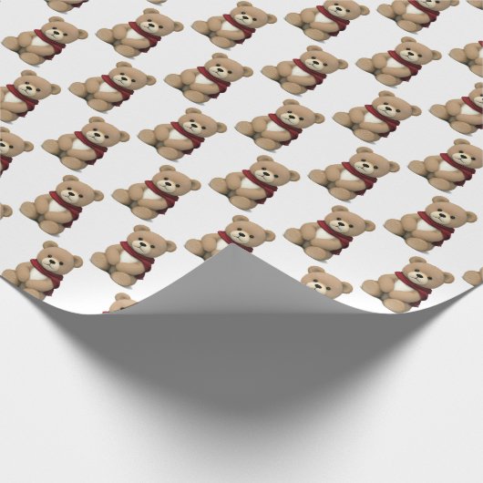 Teddybeer met sjaal cadeaupapier (Hoek)