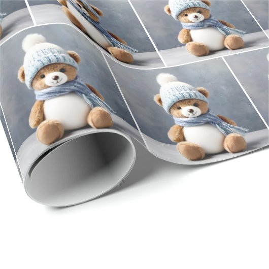 Teddybeer met sjaal en Pet Cadeaupapier (Rol Hoek)