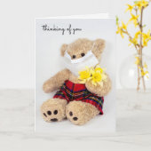 teddybeer met steriel masker en kleefstoffen kaart (Gele Bloem)