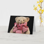 Teddybeer met stoffen hartjes wenskaart kaart (Gele Bloem)