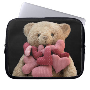 teddybeer met stofhart laptophoes laptop sleeve