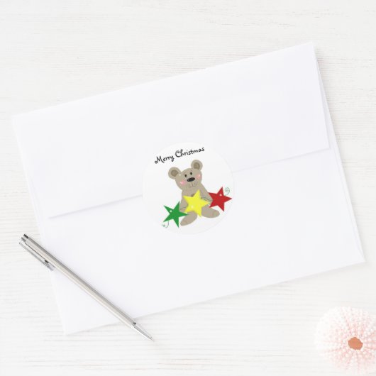 Teddybeer met Vakbaren Ronde Sticker (Envelop)