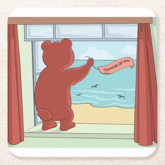 Teddybeer mist je Schattigee kunst Kartonnen Onderzetters (Voorkant)