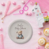 Teddybeer Modern Boho Boy Baby shower Papieren Bordje (Feest)