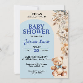 Teddybeer Mooie Landelijke Bloemen Jongens Baby Sh Kaart
