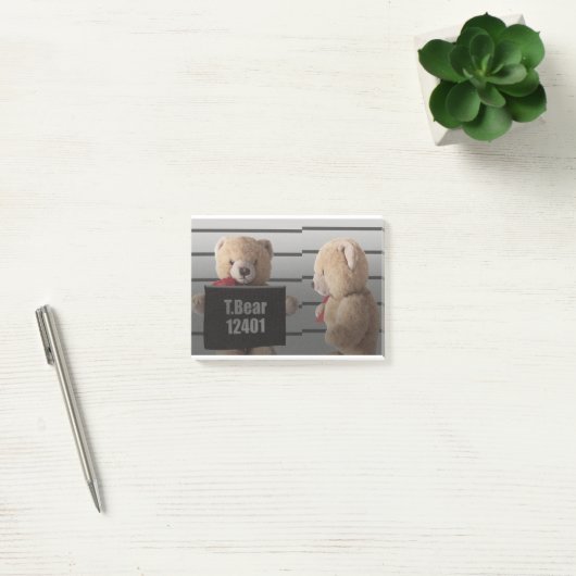Teddybeer mugshot post-it® notes (Kantoor)
