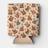 Teddybeer naadloos patroon voor kinderen blikjeskoeler (Voorkant)