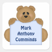 Teddybeer naam Sticker (blauw) (Voorkant)