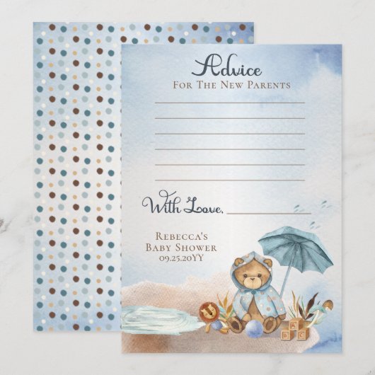 Teddybeer nauwelijks wachten jongen baby shower ad kaart (Voorkant / Achterkant)