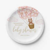 Teddybeer nauwelijks wachten roze meisje babyshowe papieren bordje (Voorkant)