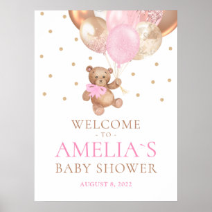 Teddybeer nauwelijks wachten Welkom Babyborrel Pos Poster