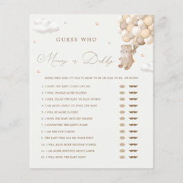 Teddybeer neutraal mama of papa Baby shower spel