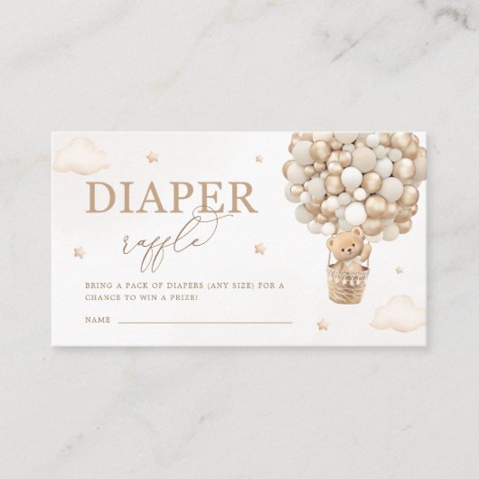 Teddybeer Neutral Baby shower Luierraffel Informatiekaartje (Voorkant)