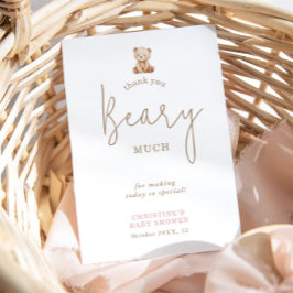 Teddybeer Neutrale Baby Shower Bedankkaart