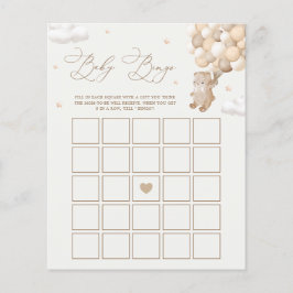 Teddybeer Neutrale Baby Shower Bingo Spel