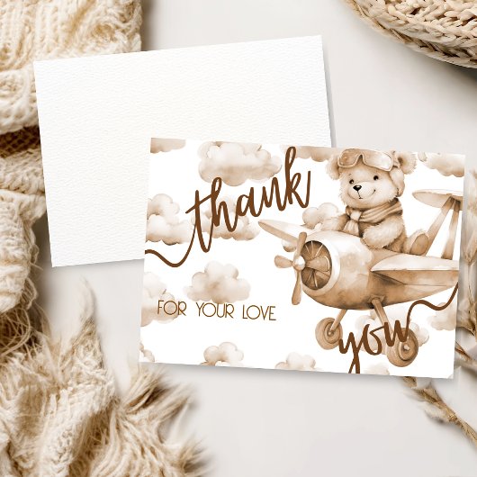 TEDDYBEER NEUTRALE BABYSHOWER BEDANKKAART