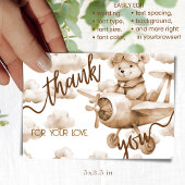 TEDDYBEER NEUTRALE BABYSHOWER BEDANKKAART