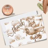TEDDYBEER NEUTRALE BABYSHOWER BEDANKKAART