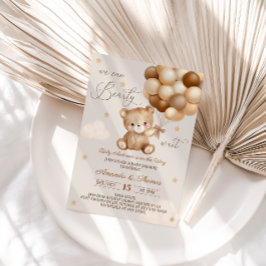 Teddybeer neutrale ballonnen Baby shower Kaart