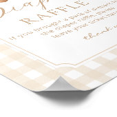 Teddybeer Neutrale Luier tombola Gingham Poster (Hoek)