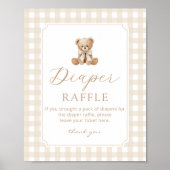 Teddybeer Neutrale Luier tombola Gingham Poster (Voorkant)