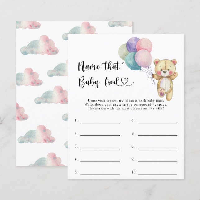 Teddybeer - Noem dat baby food spel (Voorkant / Achterkant)