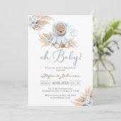 Teddybeer Oh Baby Shower Uitnodiging (Staand voorkant)