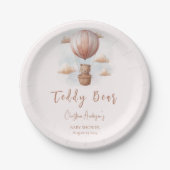 Teddybeer op ballon Baby shower Papieren Bordje (Voorkant)