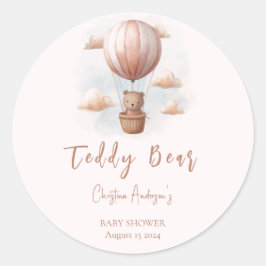 Teddybeer op ballon Baby shower Ronde Sticker