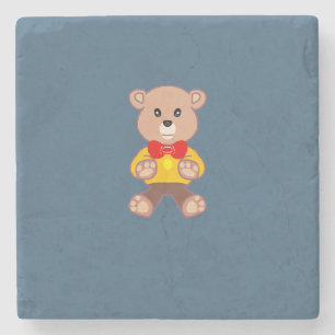 Teddybeer op Blauw Stenen Onderzetter