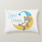 Teddybeer op Crescent Moon Nursery Decoratief Kussen (Voorkant)