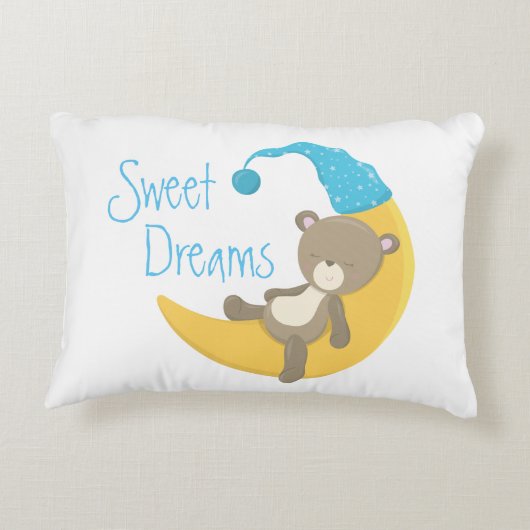 Teddybeer op Crescent Moon Nursery Decoratief Kussen (Achterkant)
