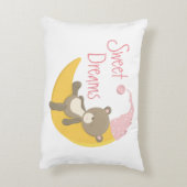 Teddybeer op Crescent Moon Nursery Decoratief Kussen (Achterkant (Verticaal))