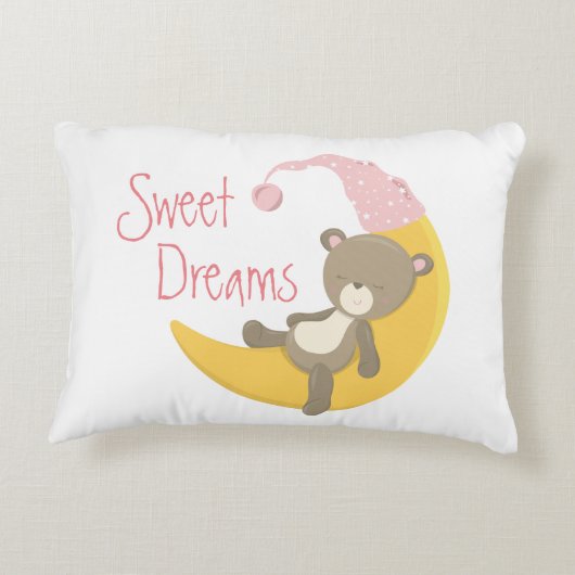 Teddybeer op Crescent Moon Nursery Decoratief Kussen (Achterkant)