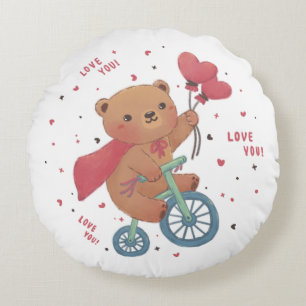 Teddybeer op de fiets: hou van je! rond kussen