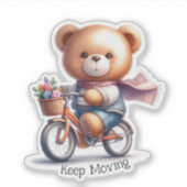 Teddybeer op de fiets sticker (Voorkant)