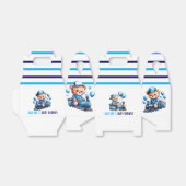 Teddybeer op een Blue Train Boy Baby shower Bedankdoosjes (Uitgevouwen)