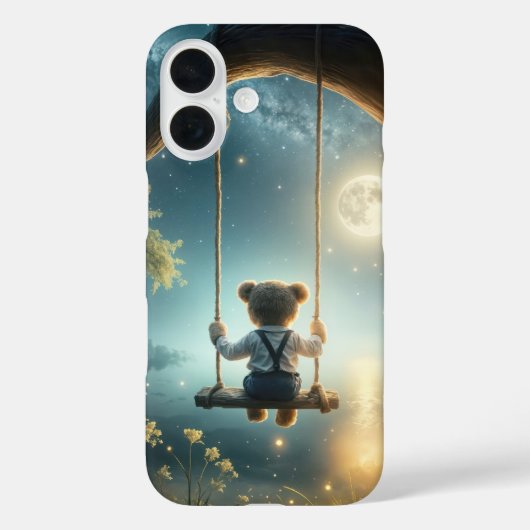 Teddybeer op een boomschommel met vuurvliegjes Case-Mate iPhone case (Achterkant)