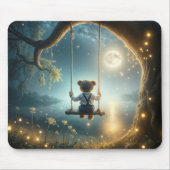 Teddybeer op een boomschommel met vuurvliegjes muismat (Voorkant)