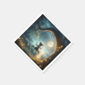 Teddybeer op een boomschommel met vuurvliegjes servet (Hoek)