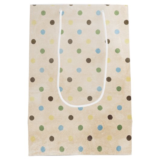 Teddybeer op een stoel met stippen medium cadeauzakje (Achterkant)