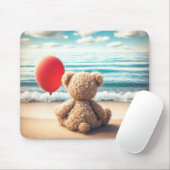 Teddybeer op een strand met ballon muismat (Met muis)
